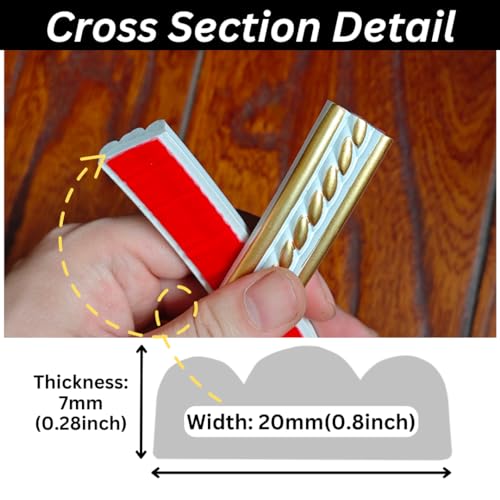 Maxiroc Peel and Stick Molding Trim Self Adhesive Flexible Wall Trim Crown Molding 3D Strip for Tile Wood Wall Panels Picture Mirror Frame Border Edge Corner Ceiling Wallpaper Decor (White Gold, 120in) - Image 2
