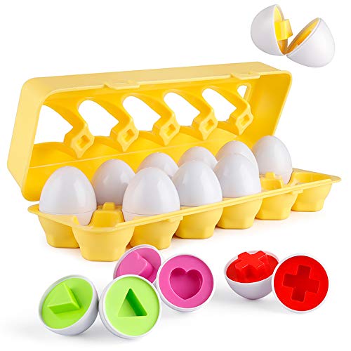 Coogam Matching Eggs 12 pcs Set Color & Shape Recoginition Sorter Puzzle for Toddlers Easter Travel Game Early Learning Educational Fine Motor Skill Montessori Gift for Year Old Kids - Image 1