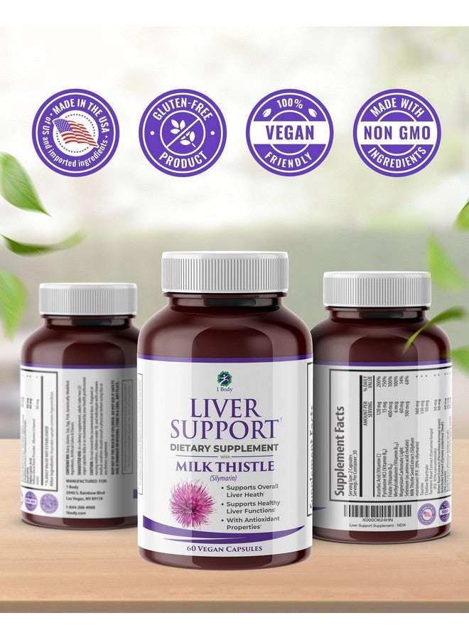 1 Body Liver Support Supplement with Milk Thistle, Turmeric, Dandelion, Artichoke, B12, 60 Vegan Silymarin Capsules - Image 5