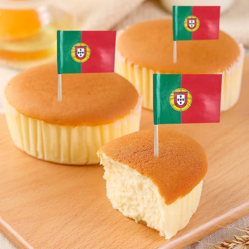 mflagperft Portugal Portuguese Small Toothpick Flag Decor - Mini Cupcake Toppers Cocktail Food Decorations (100 pcs) - Image 5