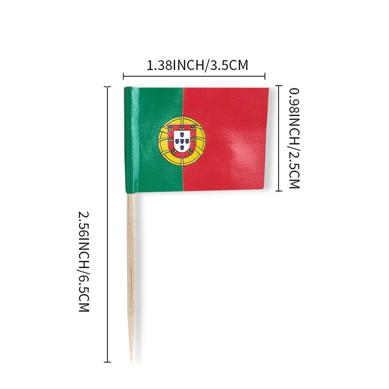 mflagperft Portugal Portuguese Small Toothpick Flag Decor - Mini Cupcake Toppers Cocktail Food Decorations (100 pcs) - Image 2