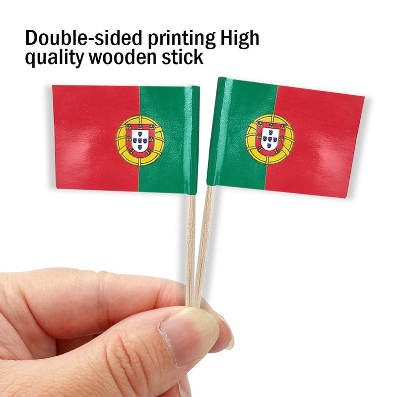 mflagperft Portugal Portuguese Small Toothpick Flag Decor - Mini Cupcake Toppers Cocktail Food Decorations (100 pcs) - Image 3