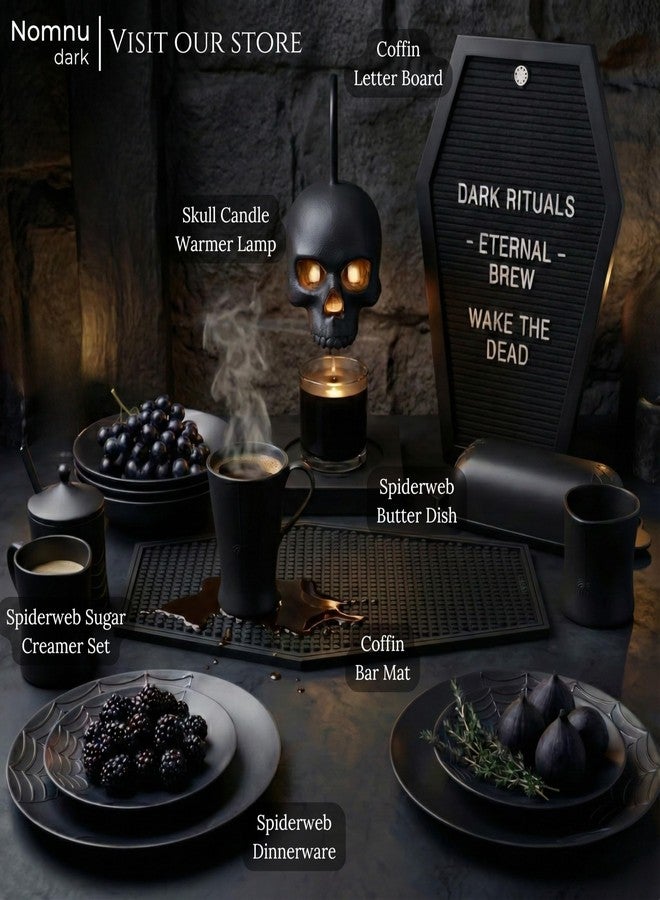 Nomnu Coffin Letter Board Black +3D Bat Stickers +650 Characters, Spooky Seasonal Emojis, Wooden Stand - 17x10.5 Inches - Coffin Shaped Goth Decor Sign Halloween Decorations Gothic Decor Birthday Home Spooky Gifts - Image 2