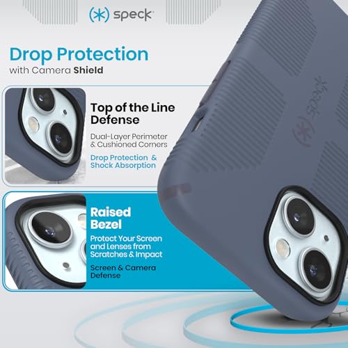 Speck MagSafe Case for iPhone 15 Plus Drop Camera Protection SoftTouch Secure Grip Wireless Charging Compatible 67 Inch iPhone 14 Plus Compatible Grip Blue - Image 3