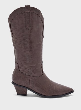 Tapered Heel Pointy Croc Knee Length Boot - pzsku/ZB093D1244AD16ED3CC92Z/45/_/1742357171/751bf3eb-182e-4418-94b3-0b01b248fa17
