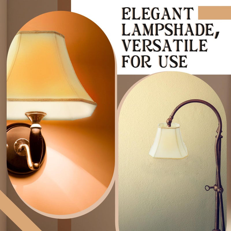 Glooglitter Set of 2 Bell Lamp Shade 6.25" x 8" Top 11" x 16" Bottom 12" High (Spider) Rectangle Cut Square Replacement Vintage Silk Lampshade for Table Floor Living Room Bedroom (Eggshell) - Image 5
