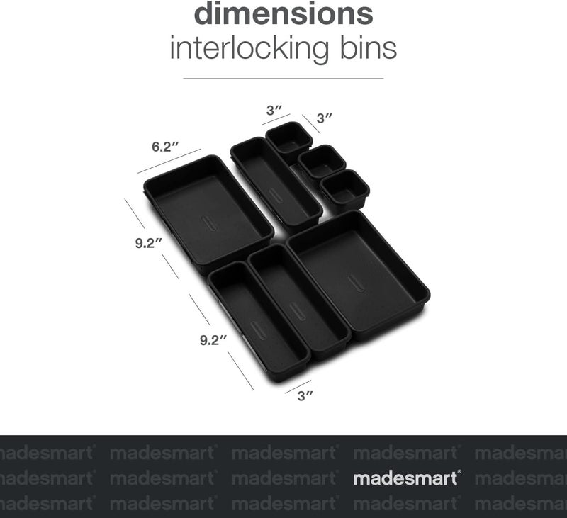 ميد سمارت مجموعة مادسمارت المكونة من 8 صناديق متشابكة - مجموعة كربون - تخزين متعدد الأغراض قابل للتخصيص، متين، سهل التنظيف وخالٍ من مادة BPA - Image 4