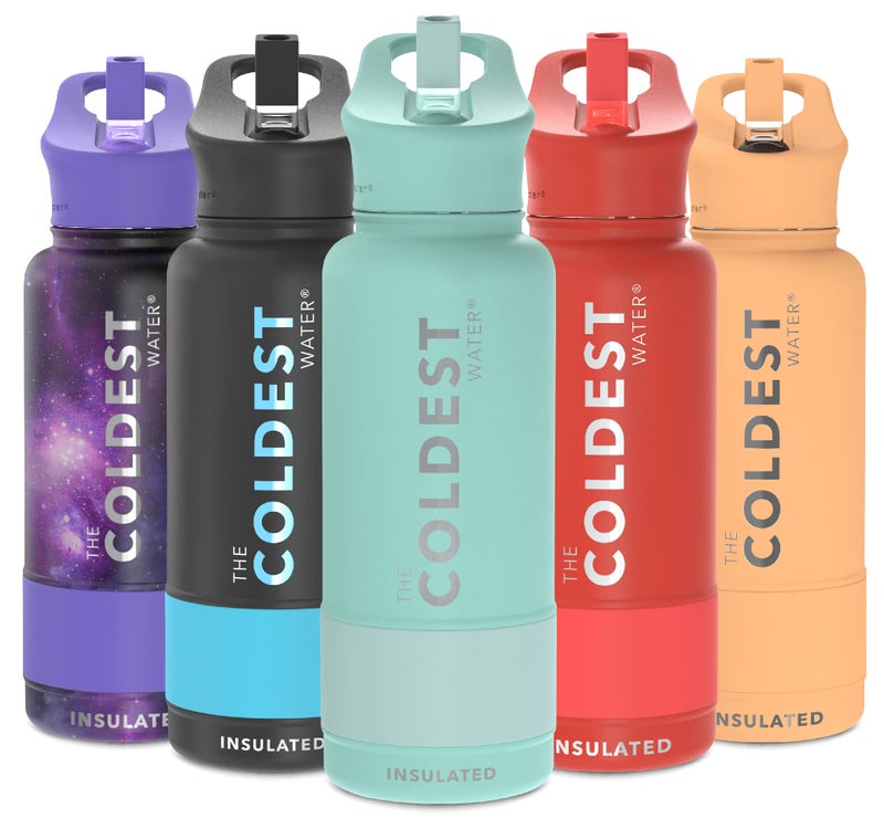 THE COLDEST WATER Coldest Sports Water Bottle with Straw Lid Vacuum Insulated Stainless Steel Metal Thermos Bottles Reusable Leak Proof Flask for Sports Gym (Mint Green) 