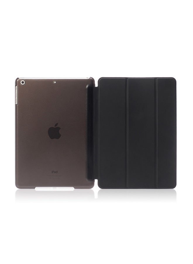 Suitable For IPad 10.2 Flat Protective Cover Pro11 Elastic Leather 10.5 Triple Fold Mini6 Bracket Hard Shell-Color:Black-Applicable Model:mini6 2021  - Image 1