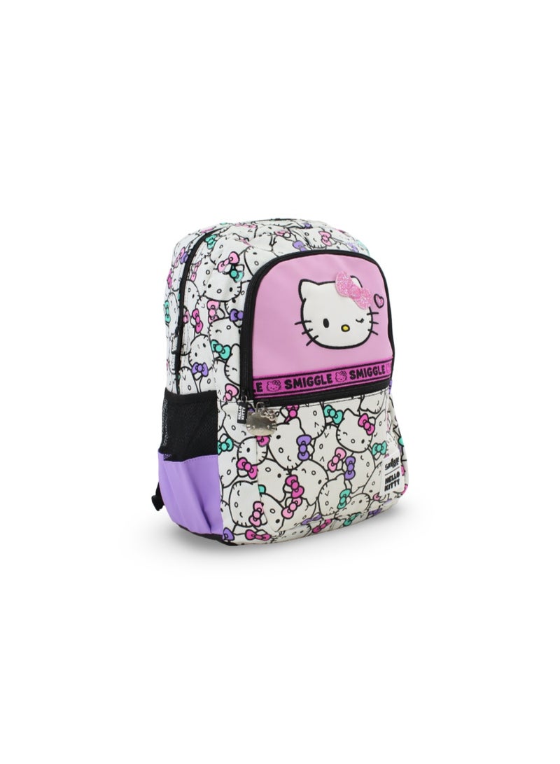 سميجل حقيبة ظهر "سميغل" (Smiggle) بتصميم "هيلو كيتي" – مقاس 17 بوصة – باللونين الأبيض والوردي - Image 1