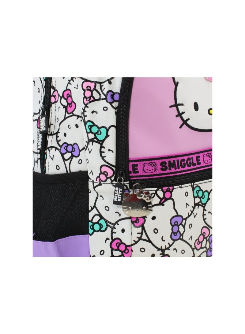 سميجل حقيبة ظهر "سميغل" (Smiggle) بتصميم "هيلو كيتي" – مقاس 17 بوصة – باللونين الأبيض والوردي - Image 3
