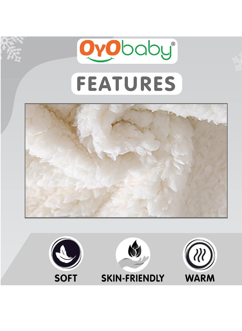 OYO BABY Fleece Lightweight Baby Blankets for New Born Hooded Super Soft Wearable Unicorn Wrapper | Baby Sleeping Bag for Babies(Dark Blue) - Image 3