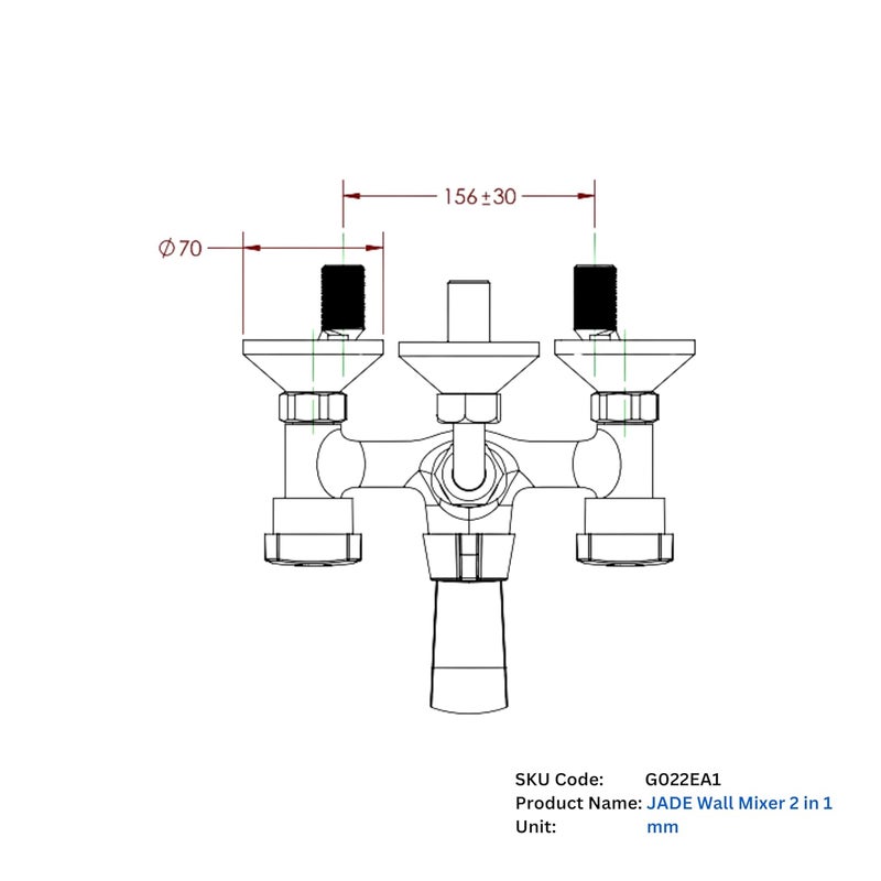 Parryware Jade Wall Mixer 2 in 1 | Hot and Cold Shower Mixer | Brass with Chrome Finish | G022EA1 - Image 3