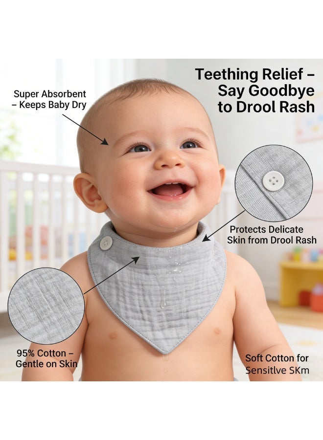 CESETH Cotton Baby Bib Cover, 8-Piece Set, Universal For Both Boys And Girls, Plain Color, Spill-Proof Bib With Adjustable Fasteners, Absorbent And Breathable Bib, Suitable For Newborns, Toddlers, Boys And Girls, Suitable For Use During Feeding And Teething. - Image 2