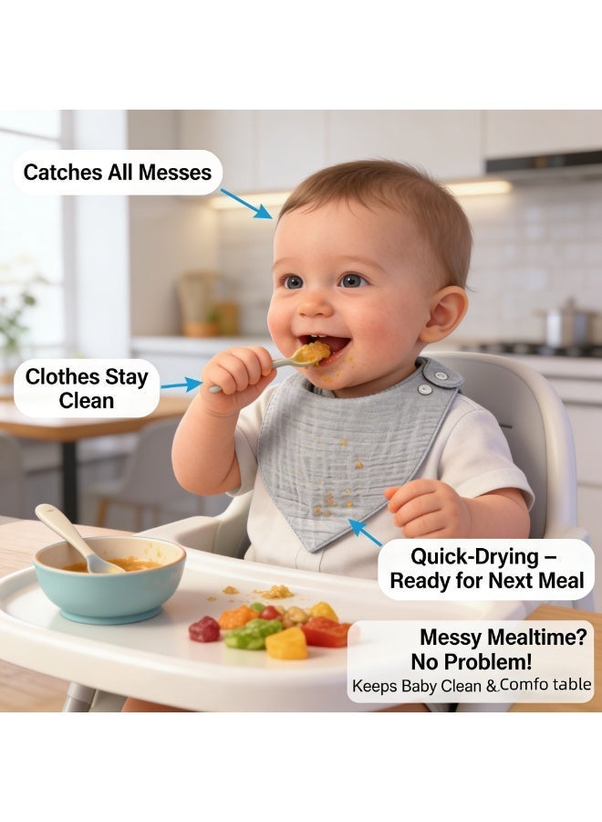CESETH Cotton Baby Bib Cover, 8-Piece Set, Universal For Both Boys And Girls, Plain Color, Spill-Proof Bib With Adjustable Fasteners, Absorbent And Breathable Bib, Suitable For Newborns, Toddlers, Boys And Girls, Suitable For Use During Feeding And Teething. - Image 3