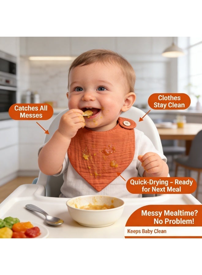 CESETH Cotton Baby Bib Cover, 8-Piece Set, Universal For Both Boys And Girls, Plain Color, Spill-Proof Bib With Adjustable Fasteners, Absorbent And Breathable Bib, Suitable For Newborns, Toddlers, Boys And Girls, Suitable For Use During Feeding And Teething. - Image 5