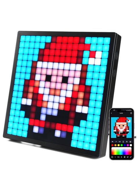 Smart Pixel Display Programmable 16 X 16 LED Pixel Art Picture Frame APP Control Digital Clock Customizable Text Pattern Animation Wall Desk Mount For Gaming Room Home Office Decor