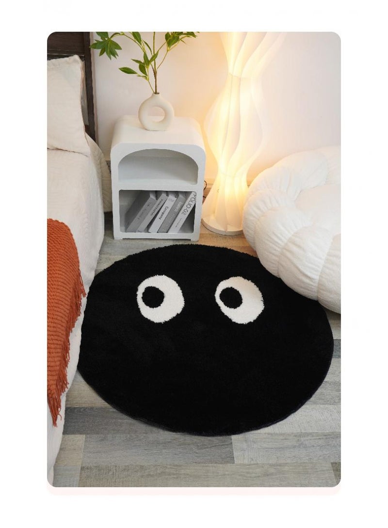 Y&D Bedroom Carpet Round Cartoon Coal Ball Carpet Flocking Non-Slip Mat Dirt Resistant Carpet-Coal Ball Circle60*60cm  - Image 1