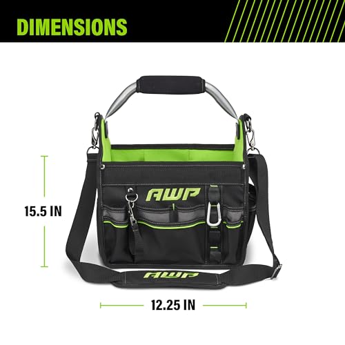 AWP 12 Inch Pro Tool Tote with Rotating Handle for Easy Tool Access, Water-Resistant Construction, Black - Image 4