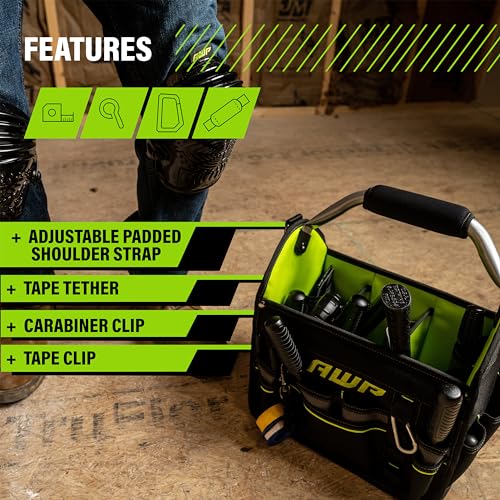 AWP 12 Inch Pro Tool Tote with Rotating Handle for Easy Tool Access, Water-Resistant Construction, Black - Image 3