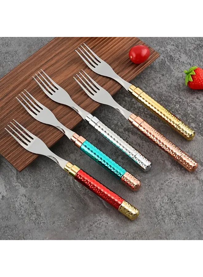 1 Pc Rose Golden Stainless Steel Fork With Anti Slip Metal Mirror Finish Handle For Home Restaurant Wedding Party Halloween Christmas Dining - Image 2