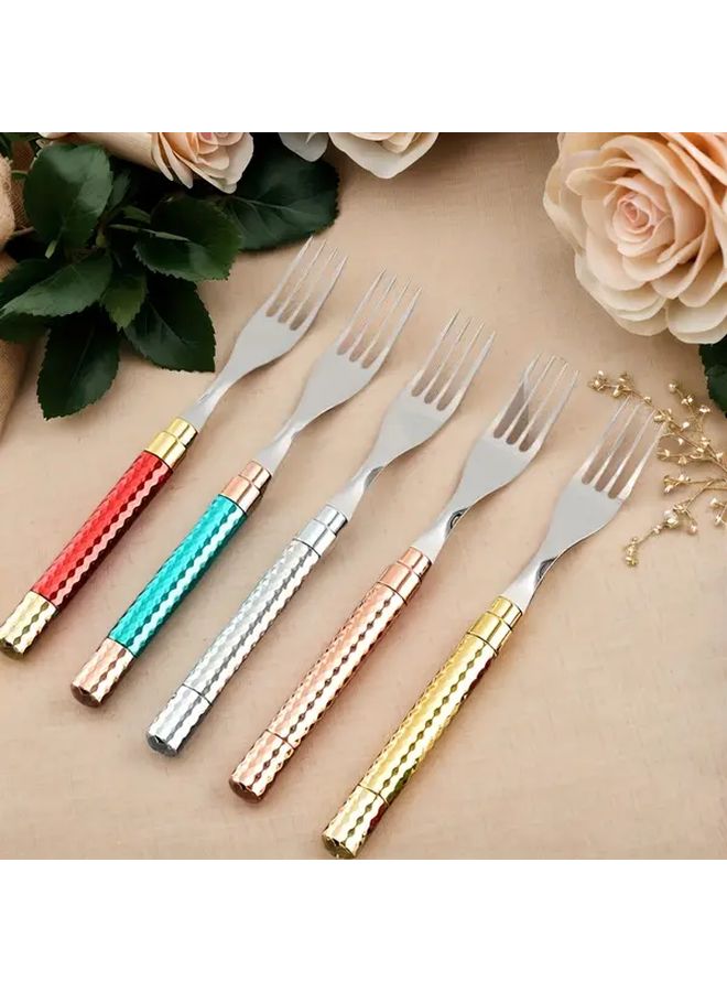 1 Pc Rose Golden Stainless Steel Fork With Anti Slip Metal Mirror Finish Handle For Home Restaurant Wedding Party Halloween Christmas Dining - Image 1