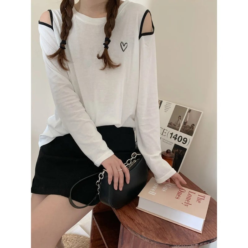Summer 2024 Womens Sunscreen T-Shirt Round Neck Loose Fit White - Image 1