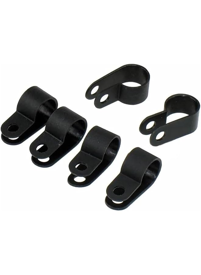 PROMASS promass Cable Clips,P-Style Mounting Clips for Rope Light Compatible Stainless Steel Pan Head Phillips Screws,100 Pack,Suitable for Wire Diameter 79mm,Black  - Image 1