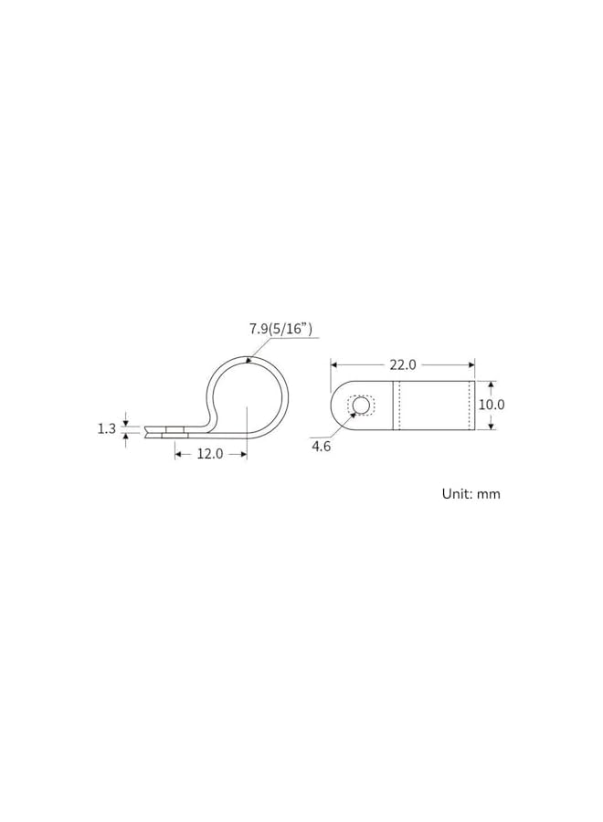 PROMASS promass Cable Clips,P-Style Mounting Clips for Rope Light Compatible Stainless Steel Pan Head Phillips Screws,100 Pack,Suitable for Wire Diameter 79mm,Black  - Image 2