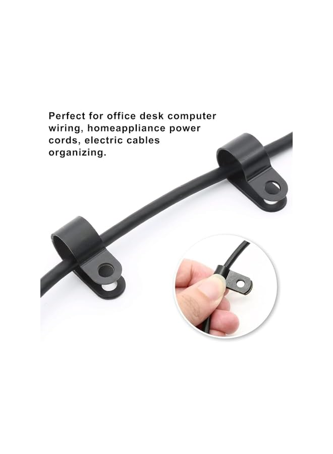 PROMASS promass Cable Clips,P-Style Mounting Clips for Rope Light Compatible Stainless Steel Pan Head Phillips Screws,100 Pack,Suitable for Wire Diameter 79mm,Black  - Image 3