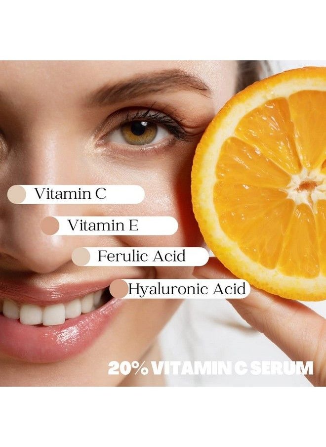 Mivida - 20% Vitamin C Serum For Face ; Anti Aging Face Serum With Hyaluronic Acid Ferulic Acid And Vitamin E ; Brightening Serum For Dark Spots Fine Line And Wrinkles ; No Artificial Colors ; 1 Fl Oz - Image 1