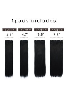 REECHO 28" Straight Super Long 4 Pcs Set Thick Clip In On Hair Extensions Natural Black  - Image 3