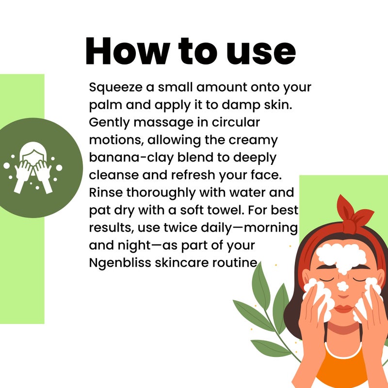 Ngenbliss Banana & French Green Clay Face Wash | Purifies, Soothes & Refreshes Skin | Vegan & Toxin-Free | 100ml - Image 3
