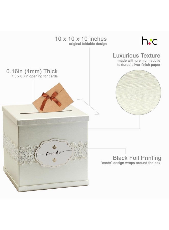 Hayley Cherie Ivory Wedding Card Box, Large 10x10 Elegant Gift Card Box Holder, Envelope Box for Graduation, Wedding Reception, Money, Communion, Bridal & Baby Shower, Anniversary, Baptism, Birthday Party, Sweet 16 - Image 4