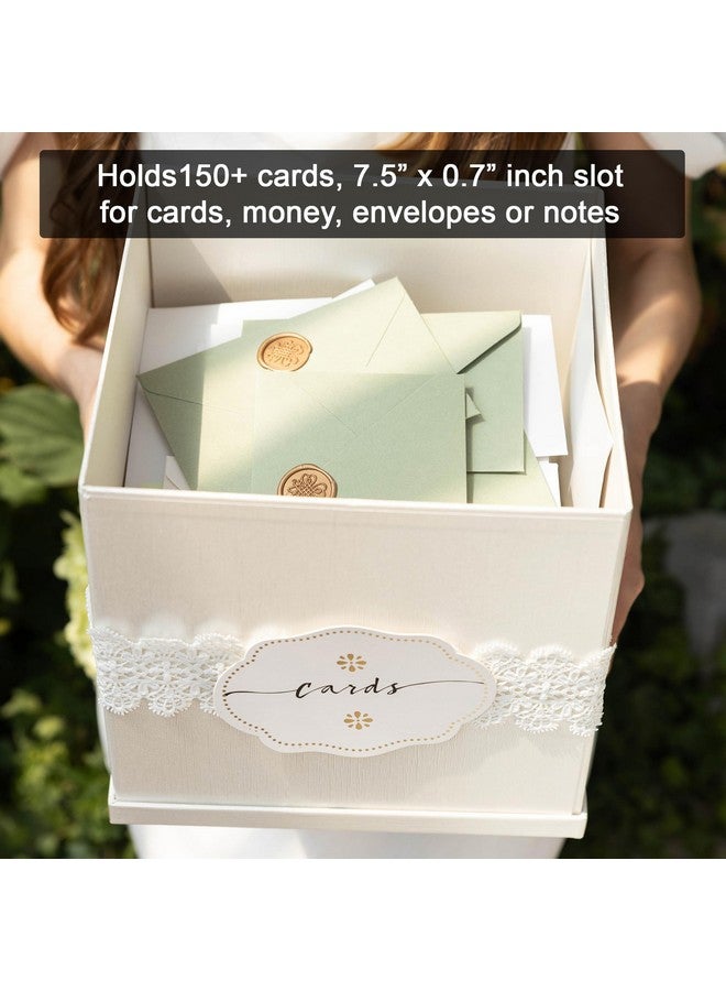 Hayley Cherie Ivory Wedding Card Box, Large 10x10 Elegant Gift Card Box Holder, Envelope Box for Graduation, Wedding Reception, Money, Communion, Bridal & Baby Shower, Anniversary, Baptism, Birthday Party, Sweet 16 - Image 3
