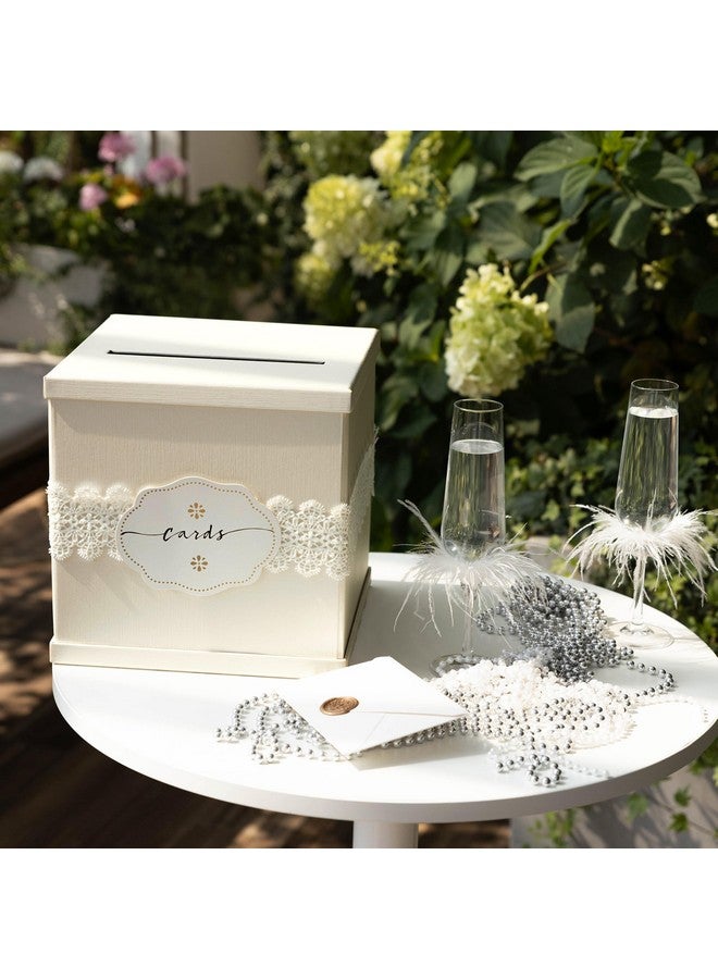 Hayley Cherie Ivory Wedding Card Box, Large 10x10 Elegant Gift Card Box Holder, Envelope Box for Graduation, Wedding Reception, Money, Communion, Bridal & Baby Shower, Anniversary, Baptism, Birthday Party, Sweet 16 - Image 2