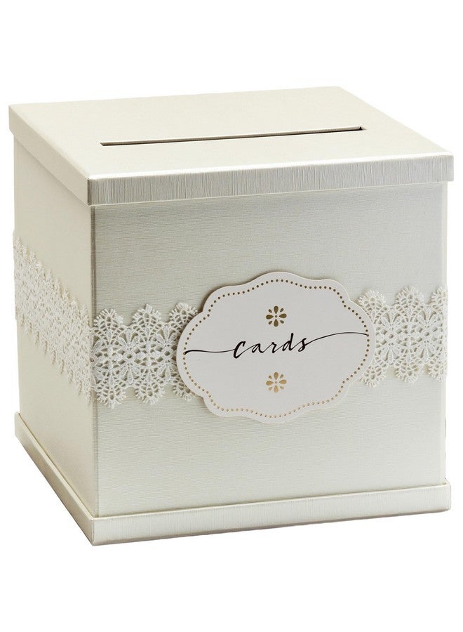 Hayley Cherie Ivory Wedding Card Box, Large 10x10 Elegant Gift Card Box Holder, Envelope Box for Graduation, Wedding Reception, Money, Communion, Bridal & Baby Shower, Anniversary, Baptism, Birthday Party, Sweet 16 - Image 1