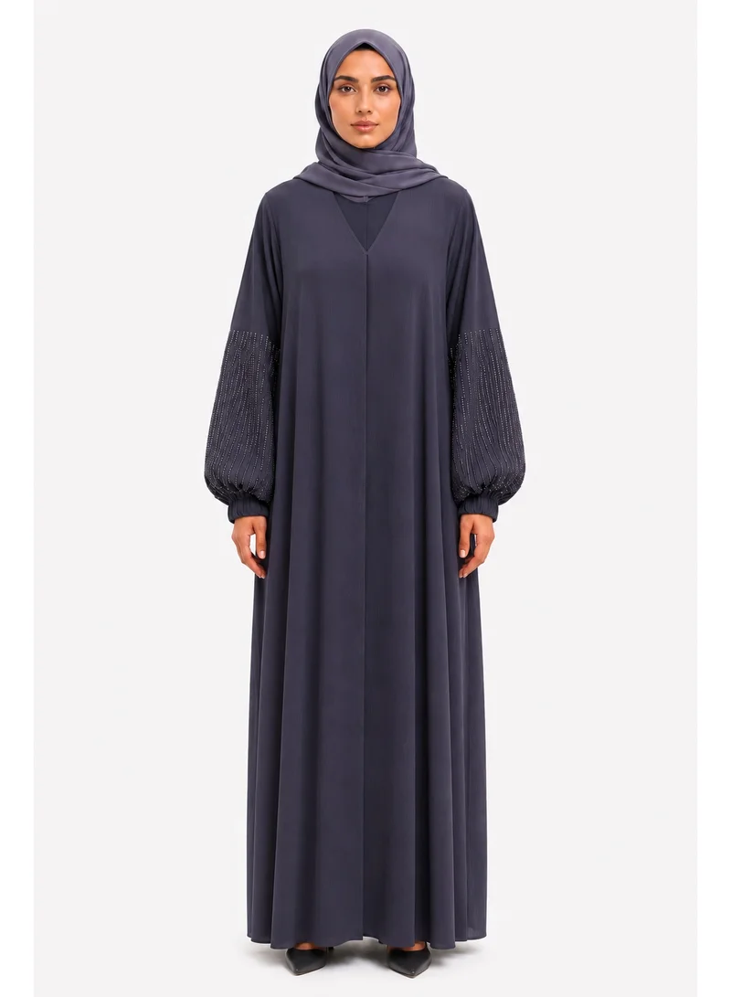 عباءات ريم Embellished Sleeve Abaya with Matching Sheila