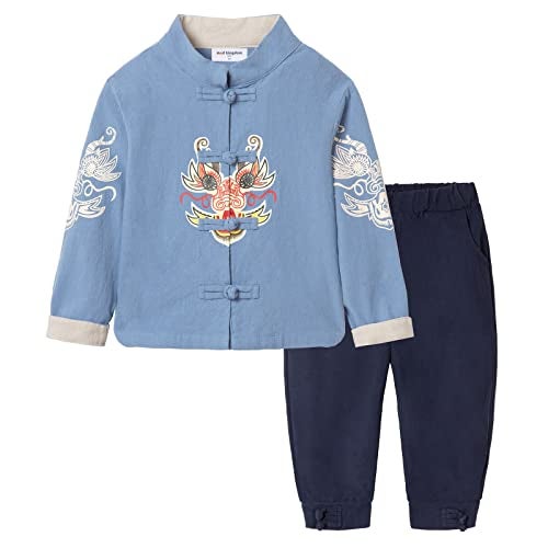 Mud Kingdom Tang Suit for Little Boys Traditional Chinese Style Blue Size 5 - Image 1