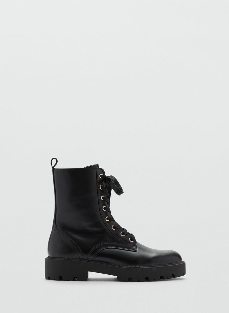 MANGO Casual Lace-Up Leather Boots  - Image 1