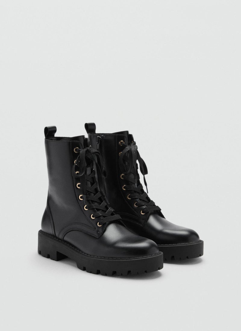 MANGO Casual Lace-Up Leather Boots  - Image 2