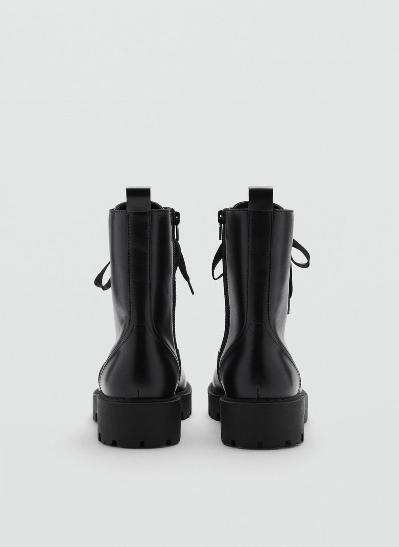 MANGO Casual Lace-Up Leather Boots  - Image 3