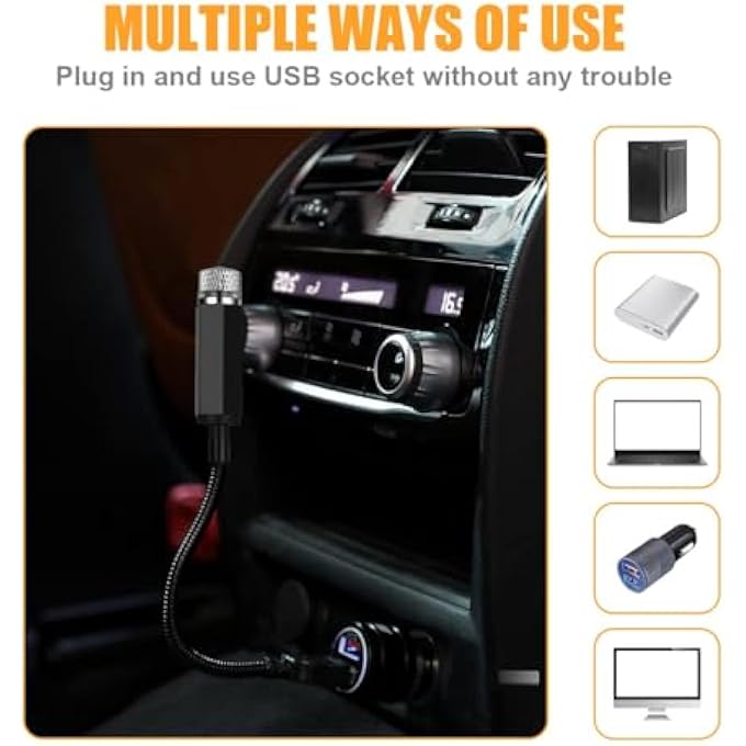 BIGTHREE Roof Star Projector Night Light Adjustable Led Car Atmosphere Light Portable Led Car Roof Star Night Light For Decorations CAr Ceiling Bedroom Party Multiple Modes Plug And Play - Image 4