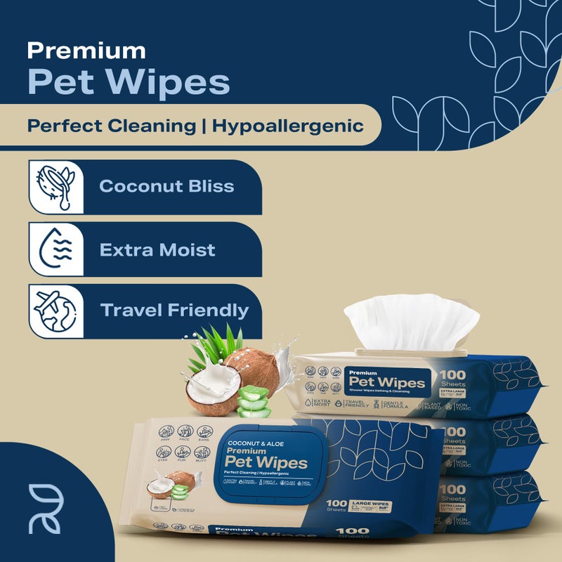 REFRESHIFY Dog Wipes for Paws and Butt - Coconut Scented (Pack of 400) - Pet Wipes for Dogs and Cats - Deodorizing Non Toxic Dog Wipes, +12 Additional Travel Wipes - Image 2
