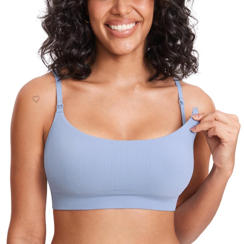 MOMANDA Women's Nursing Bras Ribbed Seamless Wireless Maternity Breastfeeding Bralette - Image 1