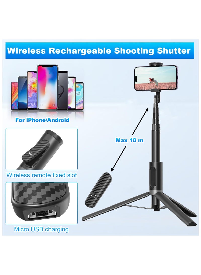 SYOSI - Tripod, Cell Phone Selfie Stick, 60 Inch Lightweight All-in-1 Stand with Integrated Wireless Remote, Lightweight and Portable, Extendable Tripod for 4-7 Inch Phone for Selfie/Live Stream/Vlog Black - Image 1