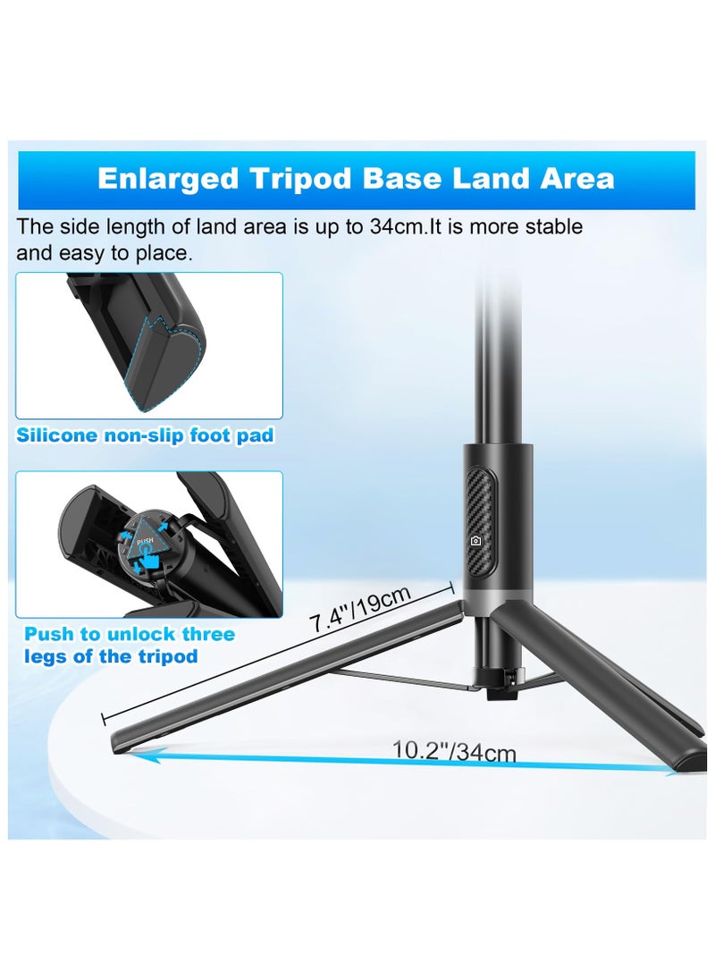 SYOSI - Tripod, Cell Phone Selfie Stick, 60 Inch Lightweight All-in-1 Stand with Integrated Wireless Remote, Lightweight and Portable, Extendable Tripod for 4-7 Inch Phone for Selfie/Live Stream/Vlog Black - Image 1