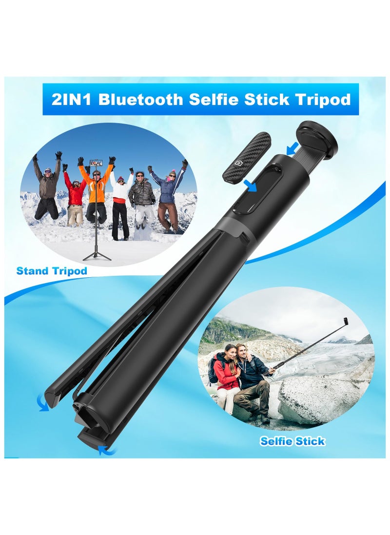 SYOSI - Tripod, Cell Phone Selfie Stick, 60 Inch Lightweight All-in-1 Stand with Integrated Wireless Remote, Lightweight and Portable, Extendable Tripod for 4-7 Inch Phone for Selfie/Live Stream/Vlog Black - Image 1