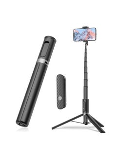 Tripod, Cell Phone Selfie Stick, 60 Inch Lightweight All-in-1 Stand with Integrated Wireless Remote, Lightweight and Portable, Extendable Tripod for 4-7 Inch Phone for Selfie/Live Stream/Vlog Black