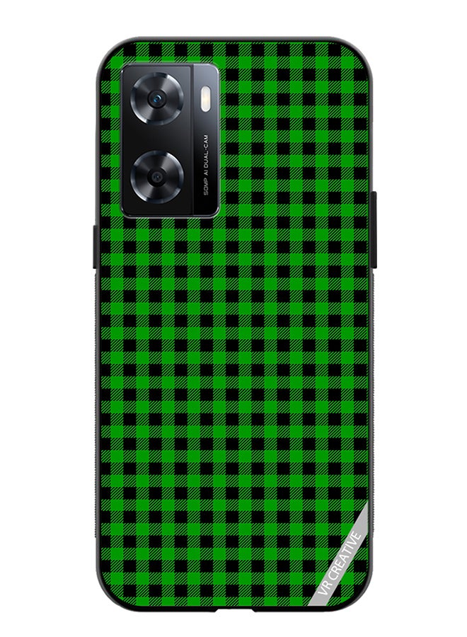 VR CREATIVE Protective Case Cover For Oppo A57/A77s Green And Black Buffalo Plaid Texture Checkered Seamless Pattern Design Multicolour - Image 1